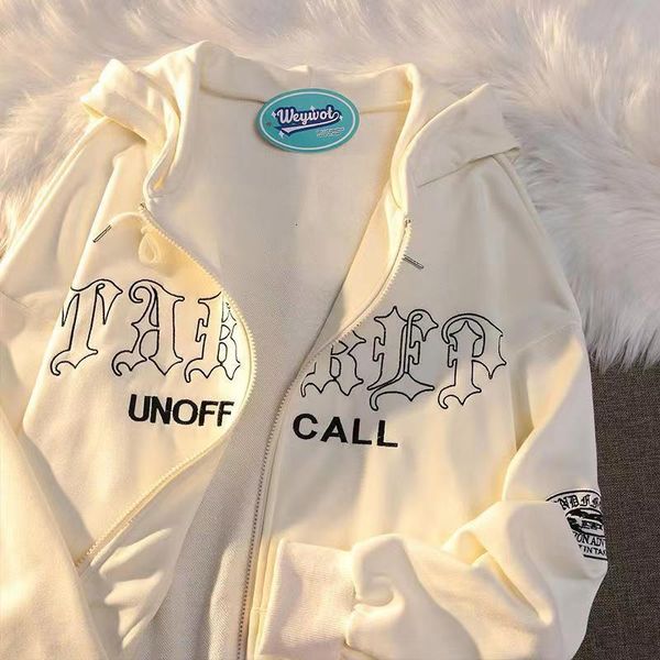 women's hoodies sweatshirts letter embroidery zipper hoodies women retro street style sweatshirt loose punk streetwear 221205, Black
women's hoodies sweatshirts letter embroidery zipper hoodies women retro street style sweatshirt loose punk streetwear 221205, Black