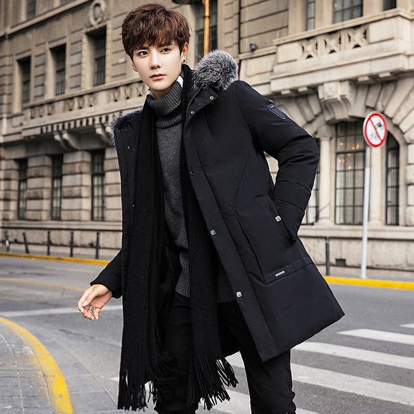 men's down parkas autumnwinter men's long down jacket 100 white eiderdown hooded large fur collar fashion youth coat 221205, Black
men's down parkas autumnwinter men's long down jacket 100 white eiderdown hooded large fur collar fashion youth coat 221205, Black