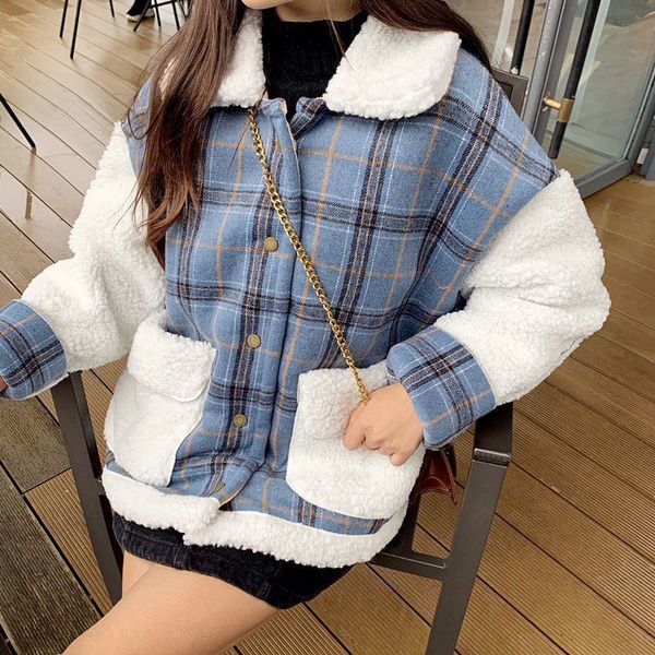 women s down parkas mexzt japanese faux lamb fleece winter plaid coats women oversize thick warm loose cargo jackets korean preppy style out, Black
women s down parkas mexzt japanese faux lamb fleece winter plaid coats women oversize thick warm loose cargo jackets korean preppy style out, Black