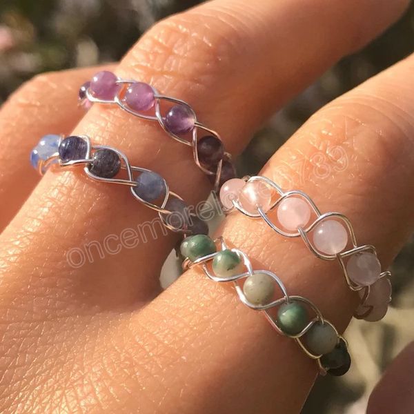 healing natural crystal stone bead ring for women men handmade beaded bohemian style rings trendy jewelry gifts, Silver
healing natural crystal stone bead ring for women men handmade beaded bohemian style rings trendy jewelry gifts, Silver