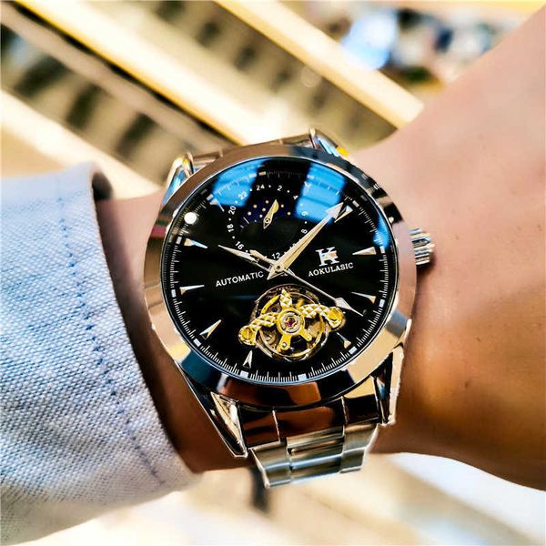 watch wrist oguras mechanical automatic men's hollow fashion business luminous moon like waterproof multi-functional watch, Slivery;brown
watch wrist oguras mechanical automatic men's hollow fashion business luminous moon like waterproof multi-functional watch, Slivery;brown