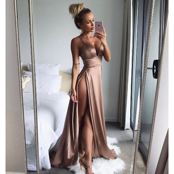 deep pink high split mermaid prom dresses v-neck spaghetti straps formal party backless evening gowns vestidos de gala, Black
deep pink high split mermaid prom dresses v-neck spaghetti straps formal party backless evening gowns vestidos de gala, Black