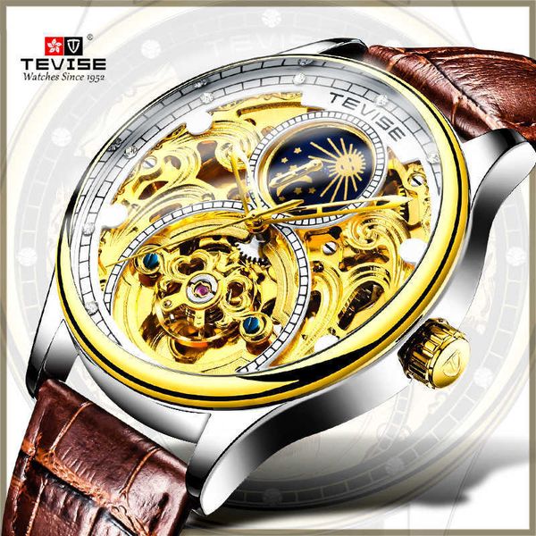 watch wrist swiss new tevise tewis hollow out automatic mechanical moon phase tourbillon men's waterproof, Slivery;brown
watch wrist swiss new tevise tewis hollow out automatic mechanical moon phase tourbillon men's waterproof, Slivery;brown