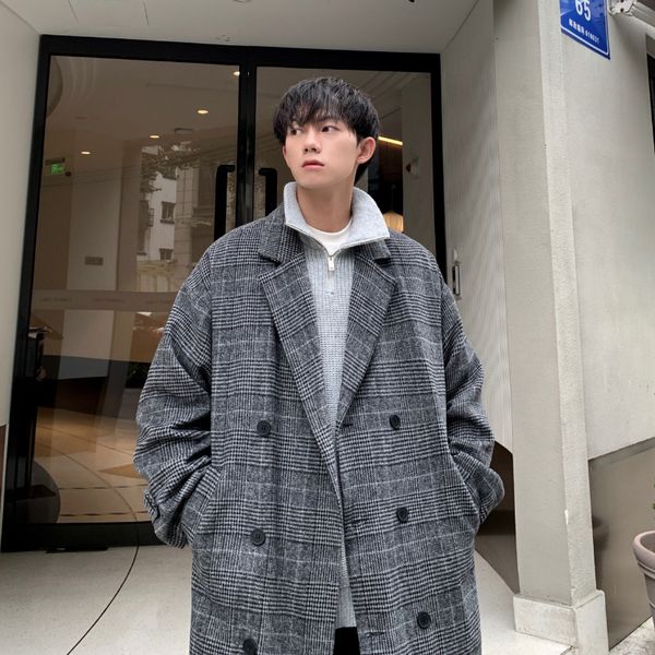 men's wool blends legible winter wool jacket men casual loose long jackets male korean double breasted plaid wool coats man 221205, Black
men's wool blends legible winter wool jacket men casual loose long jackets male korean double breasted plaid wool coats man 221205, Black