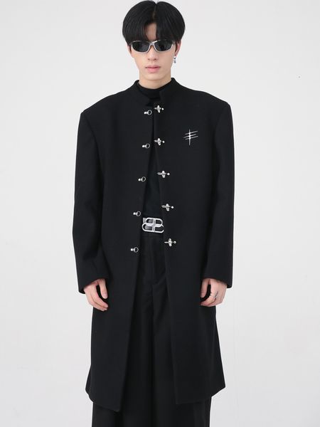 men's wool blends syuhgfa korean round collar woolen jacket men clothing loose long style coat autumn metal buckle fashion woolen jacke, Black
men's wool blends syuhgfa korean round collar woolen jacket men clothing loose long style coat autumn metal buckle fashion woolen jacke, Black