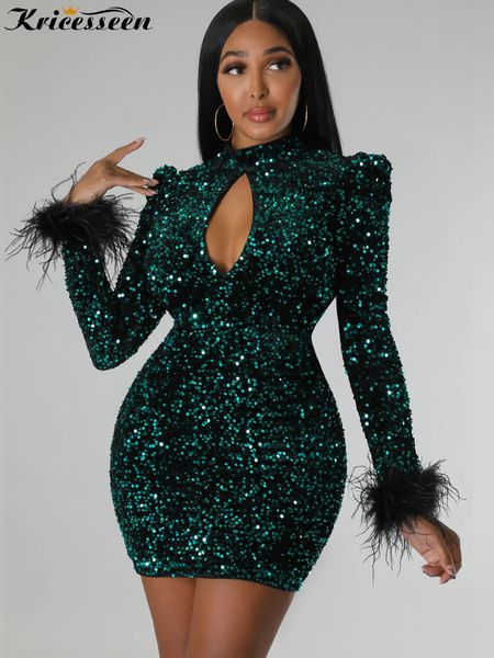 party dresses kricesseen green sequined feather details long sleeve mini autumn women backless cut out bodycon clubwear 221203, White;black
party dresses kricesseen green sequined feather details long sleeve mini autumn women backless cut out bodycon clubwear 221203, White;black