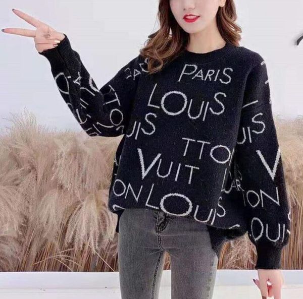 women crew neck sweater fashion loose knitted pullover women's casual style long sleeve oversized sweater, White;black
women crew neck sweater fashion loose knitted pullover women's casual style long sleeve oversized sweater, White;black