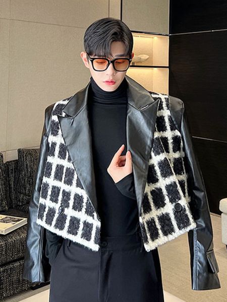 men's down parkas syuhgfa men's wear autumn winter short style jacket korean streetwear loose coat plaid pu leather patchwork twee, Black
men's down parkas syuhgfa men's wear autumn winter short style jacket korean streetwear loose coat plaid pu leather patchwork twee, Black