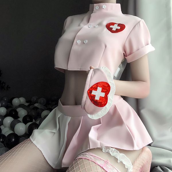 set cosplay kawaii lingerie nurse uniform women halloween lovely lolita costumes slutty clothes skirt for drop 221205, Red;black
set cosplay kawaii lingerie nurse uniform women halloween lovely lolita costumes slutty clothes skirt for drop 221205, Red;black