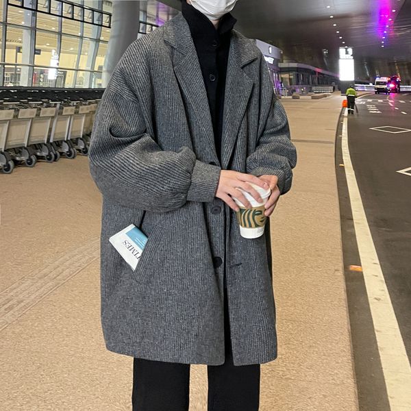 men's wool blends legible winter long jacket men casual loose wool jackets male turn down collar solid wool coats man vds 221205, Black
men's wool blends legible winter long jacket men casual loose wool jackets male turn down collar solid wool coats man vds 221205, Black