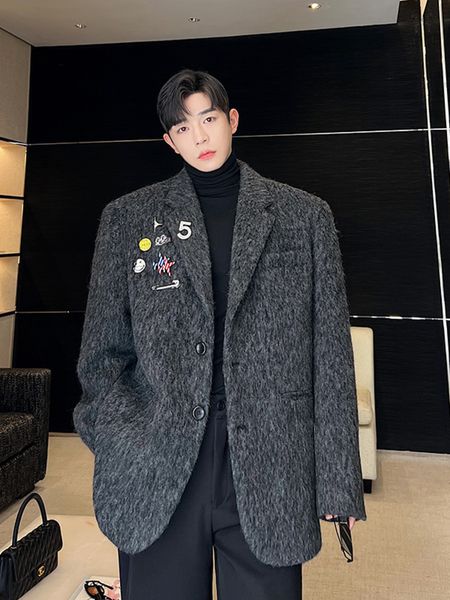 men's wool blends syuhgfa korean streetwear lapel woolen jacket men's wear loose coat autumn winter thickening fashion woolen jack, Black
men's wool blends syuhgfa korean streetwear lapel woolen jacket men's wear loose coat autumn winter thickening fashion woolen jack, Black
