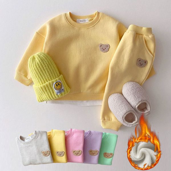 clothing sets korean kids bear embroidery fleece pullover set 15yrs sweatshirt harem jogger pants suits 2pcs girls lined clothes 221205, White
clothing sets korean kids bear embroidery fleece pullover set 15yrs sweatshirt harem jogger pants suits 2pcs girls lined clothes 221205, White
