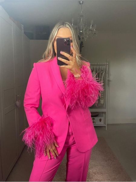 women's two piece pants coats feather decoration straight office suit jacket design temperament retro fashion female chic blazer 821670, White
women's two piece pants coats feather decoration straight office suit jacket design temperament retro fashion female chic blazer 821670, White