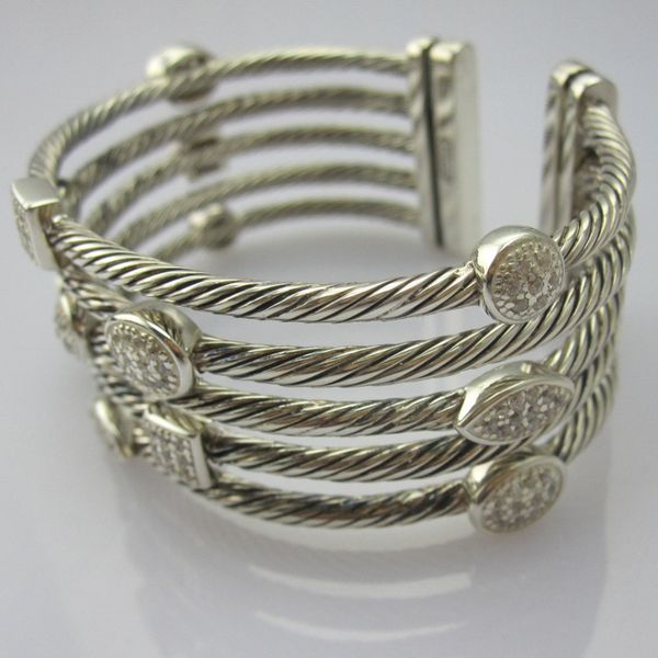 fashion 925 sterling silver chain bracelets pave diamond 5- row cuff bangle fine jewelry women bracelet valentine's day gift birthday g, Black
fashion 925 sterling silver chain bracelets pave diamond 5- row cuff bangle fine jewelry women bracelet valentine's day gift birthday g, Black