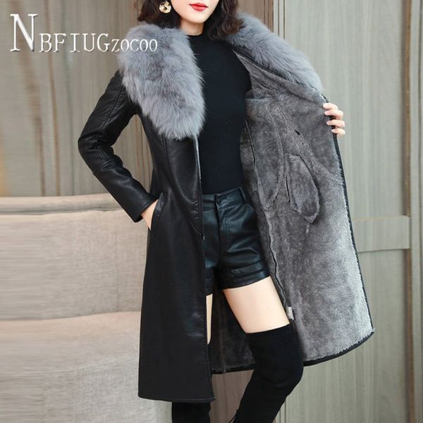 women's leather faux fur collar winter women pu coat thick korean female jacket 221206, Black
women's leather faux fur collar winter women pu coat thick korean female jacket 221206, Black