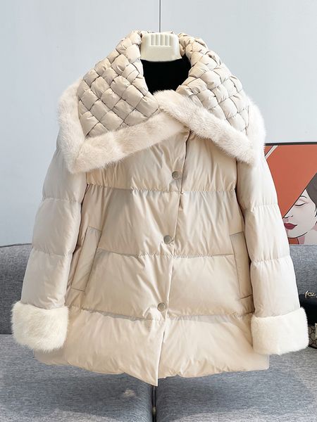 women's down parkas winter women white duck coat large real fur collar button puffer jacket casual loose thick warm sonw parka 221205, Black
women's down parkas winter women white duck coat large real fur collar button puffer jacket casual loose thick warm sonw parka 221205, Black