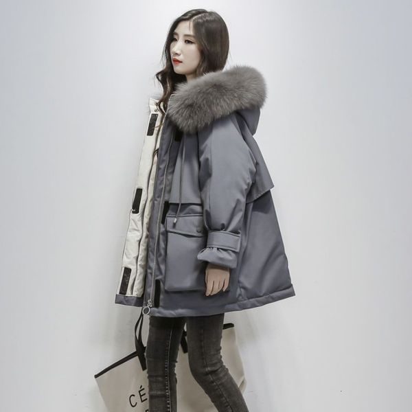 women's down parkas parker women's midlength korean version down jacket loose thickened big fur collar winter 221205, Black
women's down parkas parker women's midlength korean version down jacket loose thickened big fur collar winter 221205, Black