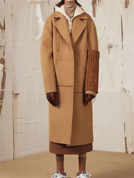 men's wool blends male hairy coat camel coat loose midlength oversize shape 221205, Black
men's wool blends male hairy coat camel coat loose midlength oversize shape 221205, Black