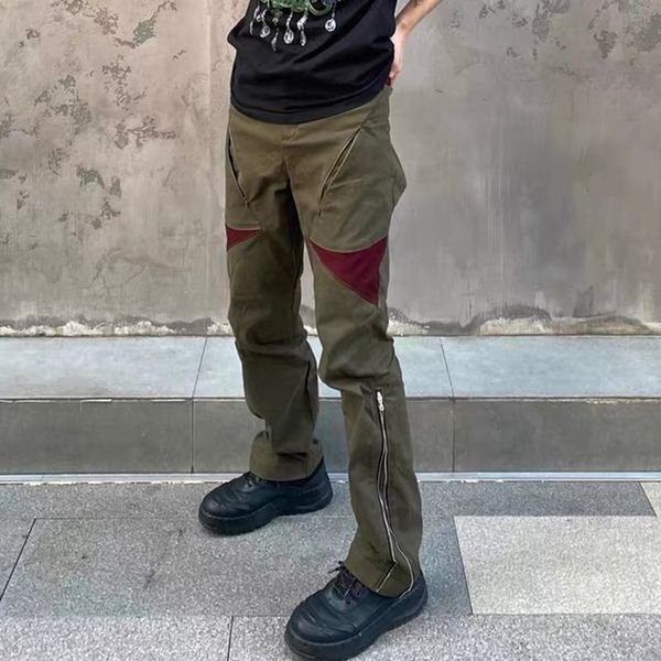 pants zipper pockets patchwork straight men's high street casual trousers, Black;brown
pants zipper pockets patchwork straight men's high street casual trousers, Black;brown