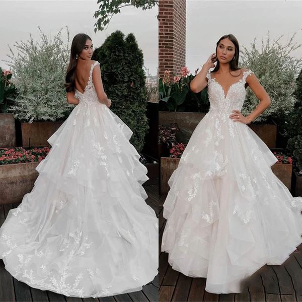 elegant a line wedding dress for women bridal dress v-neck backless lace appliques bride gown vestido de novia, White
elegant a line wedding dress for women bridal dress v-neck backless lace appliques bride gown vestido de novia, White