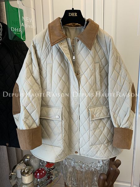 women s down parkas design turn down collar patchwork contrast color rhombus cotton padded coat baggy long sleeve zipper lady jacket retro o, Black
women s down parkas design turn down collar patchwork contrast color rhombus cotton padded coat baggy long sleeve zipper lady jacket retro o, Black