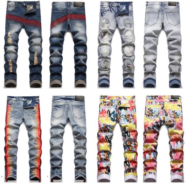 men's jeans european american street fashion brand designer jeans slim denim straight biker skinny ripped jean am pencil pants, Blue
men's jeans european american street fashion brand designer jeans slim denim straight biker skinny ripped jean am pencil pants, Blue