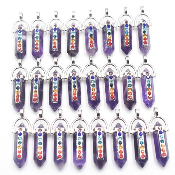 natural stone pendants 7 chakra rhinestone amethyst hexagon prism charms for jewelry making necklace accessories wholesale, Silver
natural stone pendants 7 chakra rhinestone amethyst hexagon prism charms for jewelry making necklace accessories wholesale, Silver
