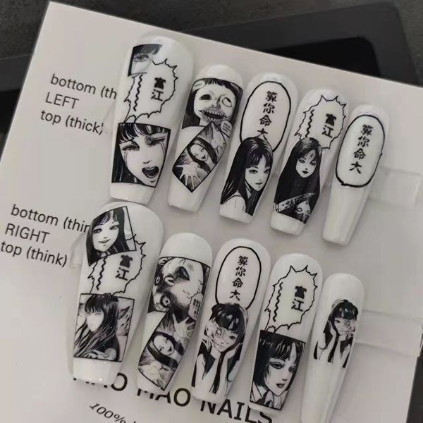 nail practice display handmade comic kawakami tomie false nails tips with design detachable press on nails finished nail piece sticker 22120
nail practice display handmade comic kawakami tomie false nails tips with design detachable press on nails finished nail piece sticker 22120
