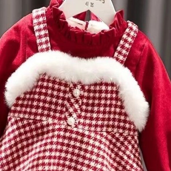 2022 style fashionable autumn and winter baby red fleece thickened wool button check strappy lace sleeve princess dress new year festive dre, Red;yellow
2022 style fashionable autumn and winter baby red fleece thickened wool button check strappy lace sleeve princess dress new year festive dre, Red;yellow