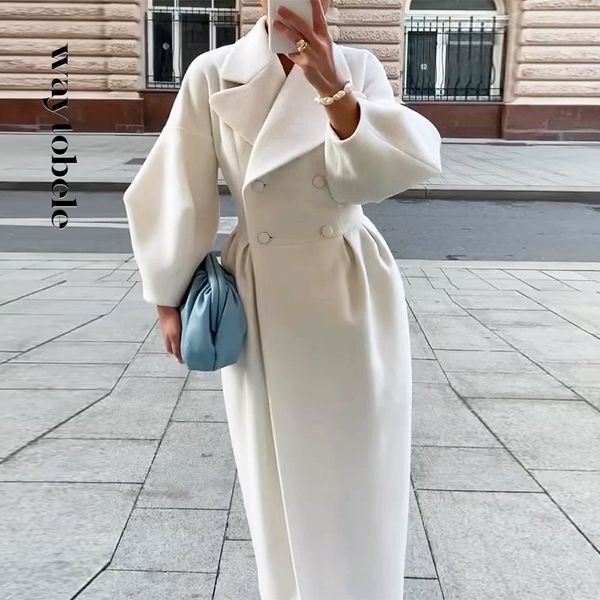 women's wool blends waytobele women coat winter fashion stylish woolen solid lapel double breasted long flare sleeve slim overcoat 221, Black
women's wool blends waytobele women coat winter fashion stylish woolen solid lapel double breasted long flare sleeve slim overcoat 221, Black