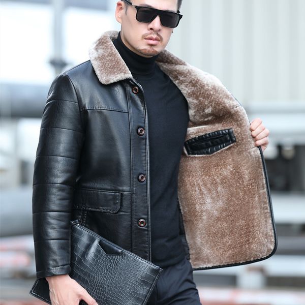 men's down parkas yxl-838 natural leather autumn and winter sheepskin casual lapel mid length business jacket plus size 221206, Black
men's down parkas yxl-838 natural leather autumn and winter sheepskin casual lapel mid length business jacket plus size 221206, Black