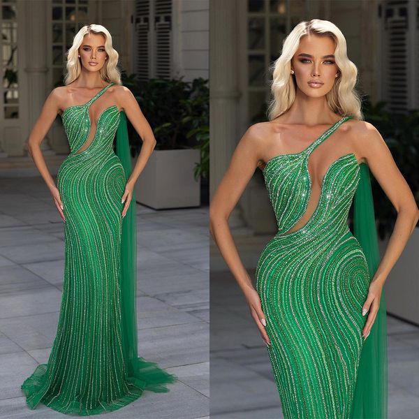 luxury green evening dresses one shoulder beads mermaid prom dress glitter sequins custom made chic formal party gowns, Black
luxury green evening dresses one shoulder beads mermaid prom dress glitter sequins custom made chic formal party gowns, Black
