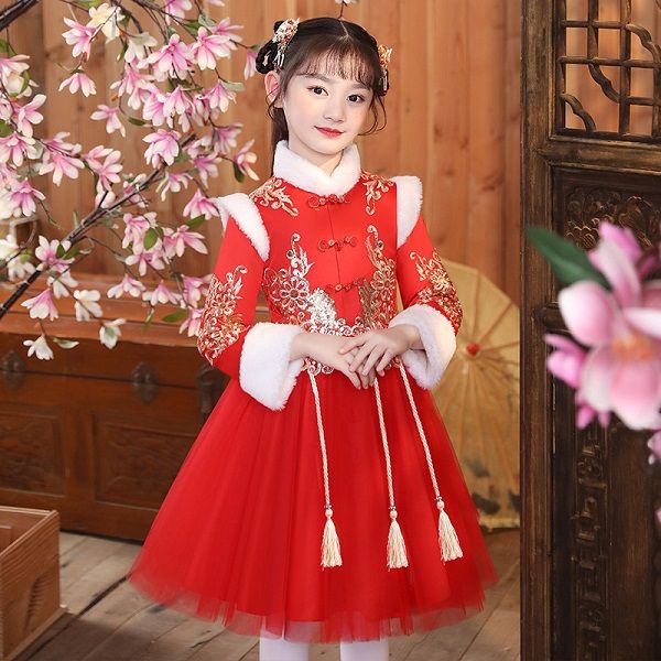 2022 winter girl dress plush funky han dynasty new style princess party for kids wrinkly sweet suit as birthday gift, Red;yellow
2022 winter girl dress plush funky han dynasty new style princess party for kids wrinkly sweet suit as birthday gift, Red;yellow