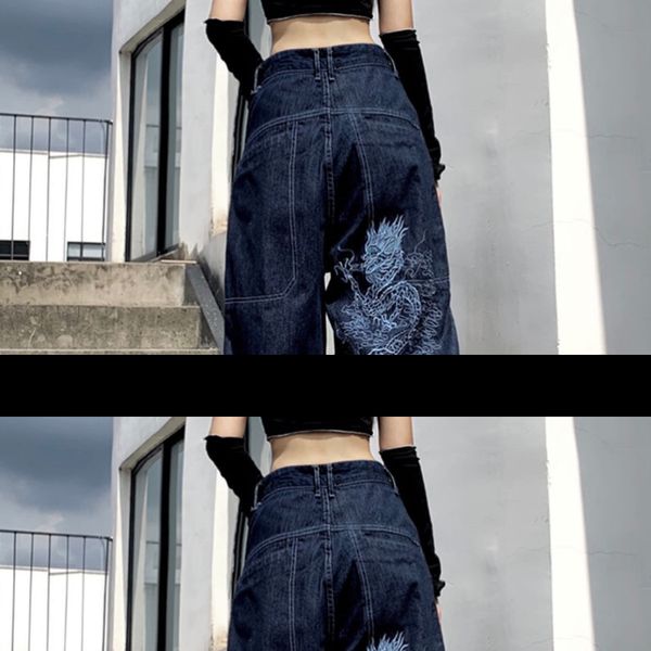 women's jeans american retro street loose embroidered straight-leg jeans women casual all-match high-waist mopping wide-leg trousers 22, Blue
women's jeans american retro street loose embroidered straight-leg jeans women casual all-match high-waist mopping wide-leg trousers 22, Blue