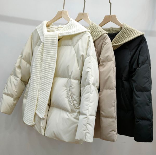 women's down parkas down jacket women's short thickened round neck knitted scarf collar can take off casual bread clothes 221205, Black
women's down parkas down jacket women's short thickened round neck knitted scarf collar can take off casual bread clothes 221205, Black