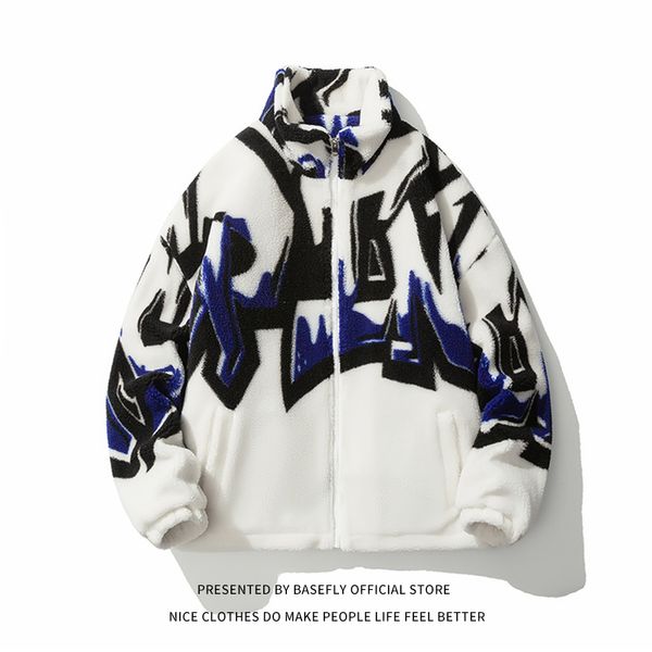 men s down parkas oversize art print autumn winter thick warm soft lambswool sheep fur like men coat women bomber chic jacket couple street, Black
men s down parkas oversize art print autumn winter thick warm soft lambswool sheep fur like men coat women bomber chic jacket couple street, Black
