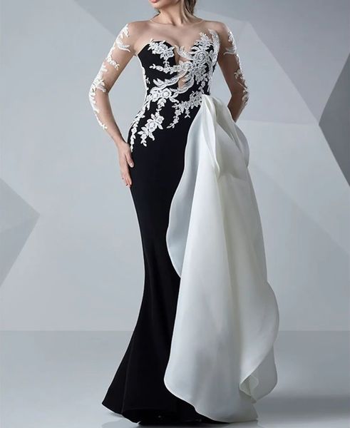 black mermaid formal evening dress 2023 illusion o-neck long sleeve lace appliques satin women prom party gowns robe de soiree, Black;red
black mermaid formal evening dress 2023 illusion o-neck long sleeve lace appliques satin women prom party gowns robe de soiree, Black;red