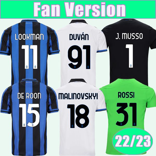 22 23 atalanta malinovskyi duvan mens soccer jerseys ilicic boga freuler de roon pasalic home away 3rd goalkeeper football shirt uniforms, Black;yellow
22 23 atalanta malinovskyi duvan mens soccer jerseys ilicic boga freuler de roon pasalic home away 3rd goalkeeper football shirt uniforms, Black;yellow