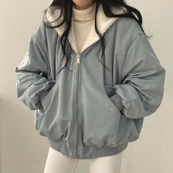 women s down parkas korean version double sided lamb wool hooded cotton coat women ins loose y2k autumn and winter zipper jacket warm 221205, Black
women s down parkas korean version double sided lamb wool hooded cotton coat women ins loose y2k autumn and winter zipper jacket warm 221205, Black