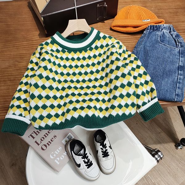 pullover new cotton sweater children's plaid sweater foreign air knitting base coat winter low collar for boys and girls, Blue
pullover new cotton sweater children's plaid sweater foreign air knitting base coat winter low collar for boys and girls, Blue