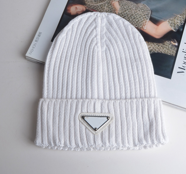 designer fashion triangle mark knitted hat trendy fashion all-match woolen cap american letters trendy knitted hats, Blue;gray