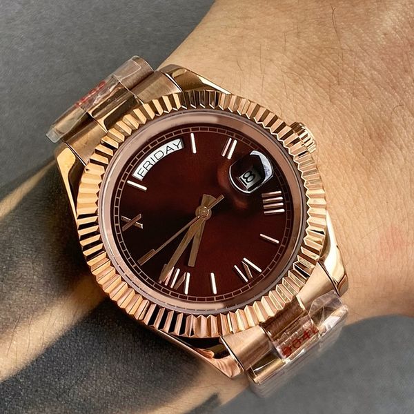 designer mens watch 41mm size day date super quality automatic mechanical 2813 movement 18k gold stainless steel sapphire glass luxury watch, Slivery;brown
designer mens watch 41mm size day date super quality automatic mechanical 2813 movement 18k gold stainless steel sapphire glass luxury watch, Slivery;brown