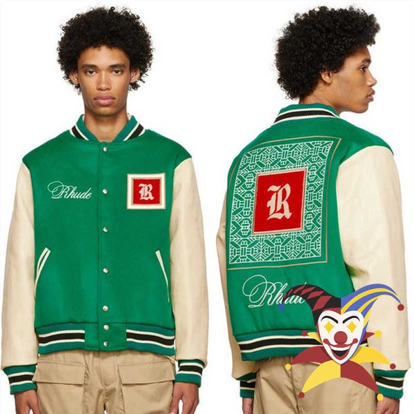 men's jackets 2022fw baseball jacket men women 1 1 embroidery leather sleeve green jacket coat t221206, Black;brown
men's jackets 2022fw baseball jacket men women 1 1 embroidery leather sleeve green jacket coat t221206, Black;brown