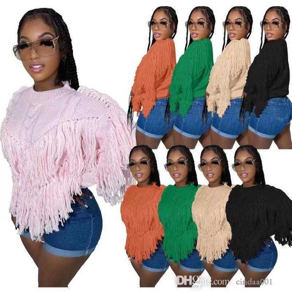 autumn and winter tassel sweater versatile knitted hand hook fringe for women, White;black
autumn and winter tassel sweater versatile knitted hand hook fringe for women, White;black