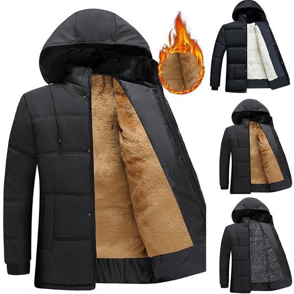 men s down parkas fleece fur lined hooded coat men thicken warm mens winter jacket father s gift outwear 221205, Black
men s down parkas fleece fur lined hooded coat men thicken warm mens winter jacket father s gift outwear 221205, Black