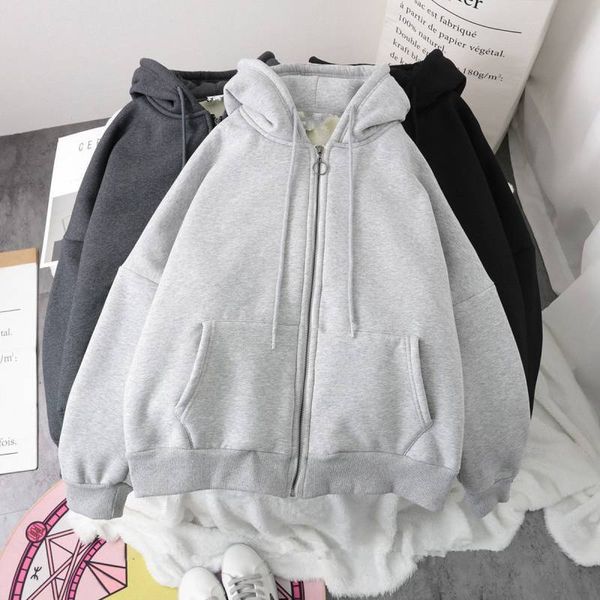women s hoodies sweatshirts solid oversized hoodie zipper woman clothes winter plus velvet loose all match coat casual sweatshirt couple 221, Black
women s hoodies sweatshirts solid oversized hoodie zipper woman clothes winter plus velvet loose all match coat casual sweatshirt couple 221, Black