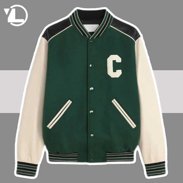 men's jackets street casual baseball jackets women men patchwork c big letter green oversized autumn winter bomber varsity jacket coupl, Black;brown
men's jackets street casual baseball jackets women men patchwork c big letter green oversized autumn winter bomber varsity jacket coupl, Black;brown