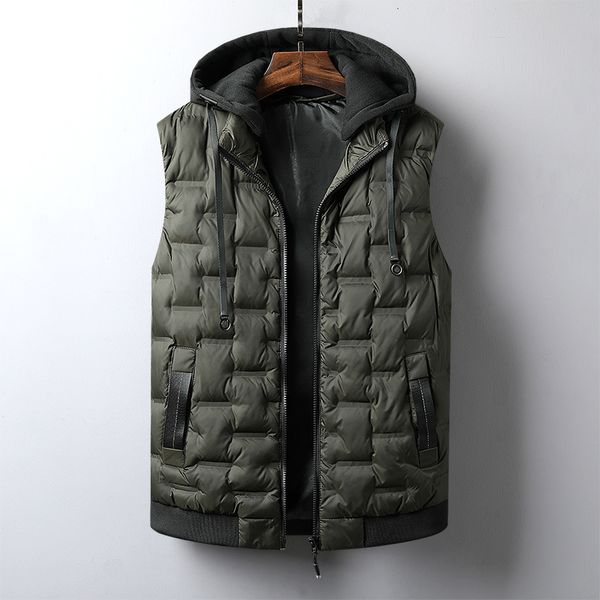 men s vests winter hooded men 6xl plus size casual hat detachable thicken waistcoat homme solid warm sleeveless jacket male 221205, Black;white
men s vests winter hooded men 6xl plus size casual hat detachable thicken waistcoat homme solid warm sleeveless jacket male 221205, Black;white