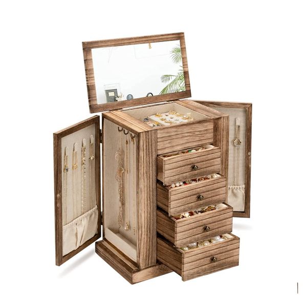 jewelry boxes jewelry boxes emfogo box for women 5 layer large wood organizers necklaces earrings rings bracelets rustic organizer w otbq8, Black;white
jewelry boxes jewelry boxes emfogo box for women 5 layer large wood organizers necklaces earrings rings bracelets rustic organizer w otbq8, Black;white