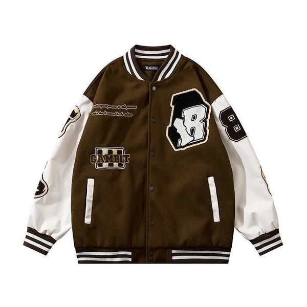 men's jackets spring tide american hip hop vintage varsity jackets men towel embroidered tweed stitched pu leather baseball jacket loos, Black;brown
men's jackets spring tide american hip hop vintage varsity jackets men towel embroidered tweed stitched pu leather baseball jacket loos, Black;brown